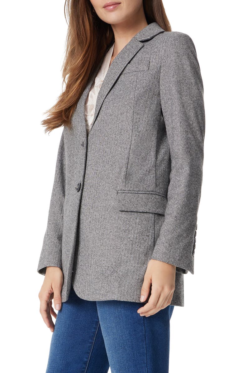 Sam Edelman Fallon Slim Herringbone Blazer, Alternate, color, Black