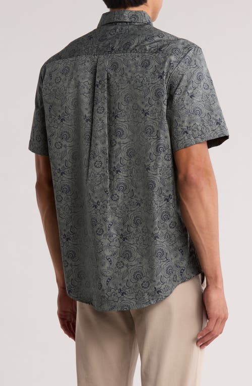 Nordstrom Rack Short Sleeve Cotton Poplin Button-up Shirt In Gray