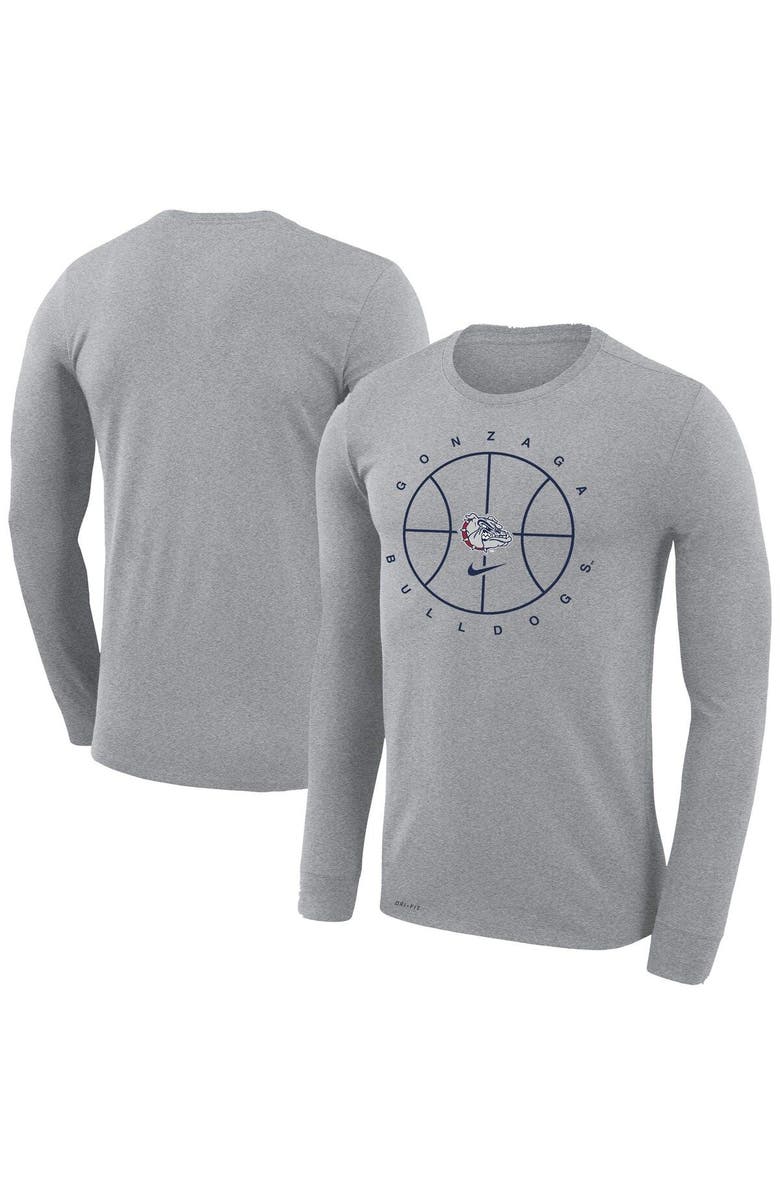 Nike Men's Nike Gray Gonzaga Bulldogs Basketball Icon Legend Performance Long Sleeve T-Shirt, Main, color,