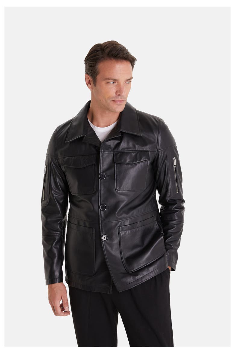 Cedric Leather Jacket, Alternate, color, Black