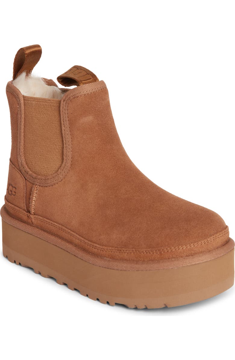 UGG<sup>®</sup> Kids' Neumel Water Resistant Genuine Shearling Platform Chelsea Boot, Main, color,