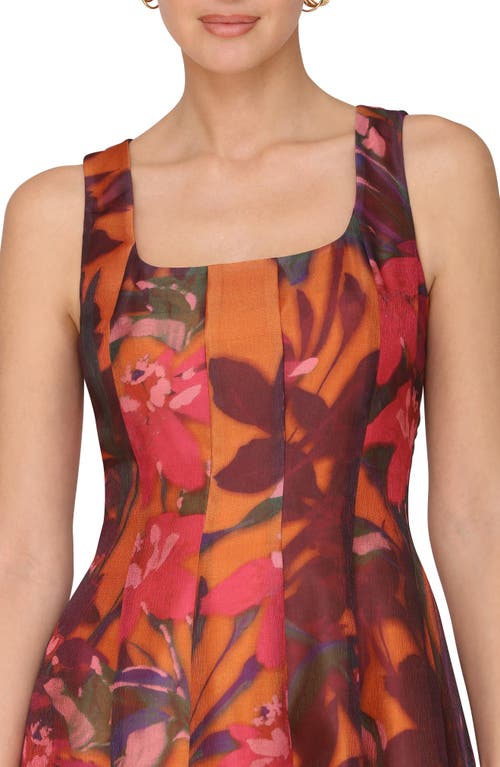Avec Les Filles Print Sleeveless Lantern Midi Dress In Multi