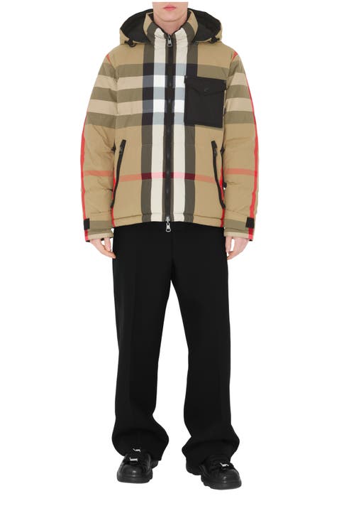 Reversible Check Nylon Puffer Jacket