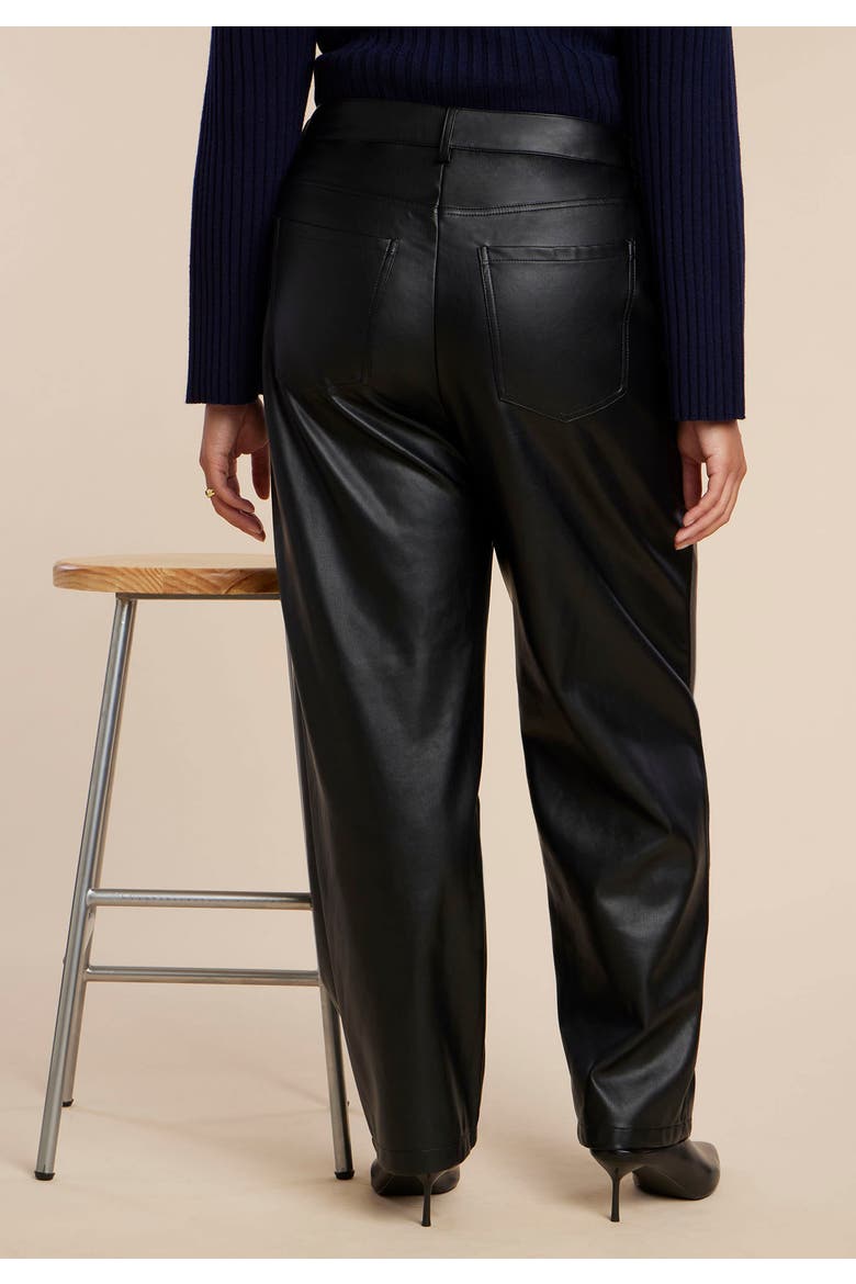 Faux Leather Pintuck Straight Leg Pant, Alternate, color, BLACK ONYX