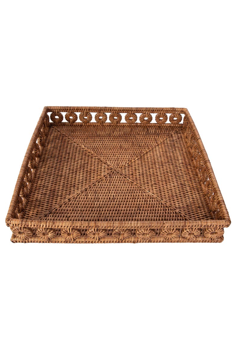 Inna Rattan Square Tray, Alternate, color, Honey Brown