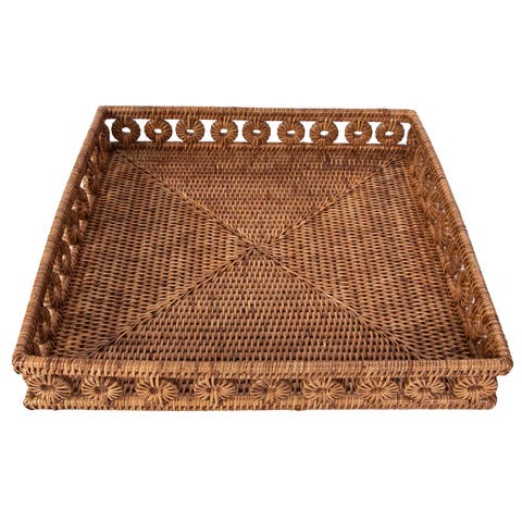 Artifacts Rattan Inna Design Square Tray With Glass Insert