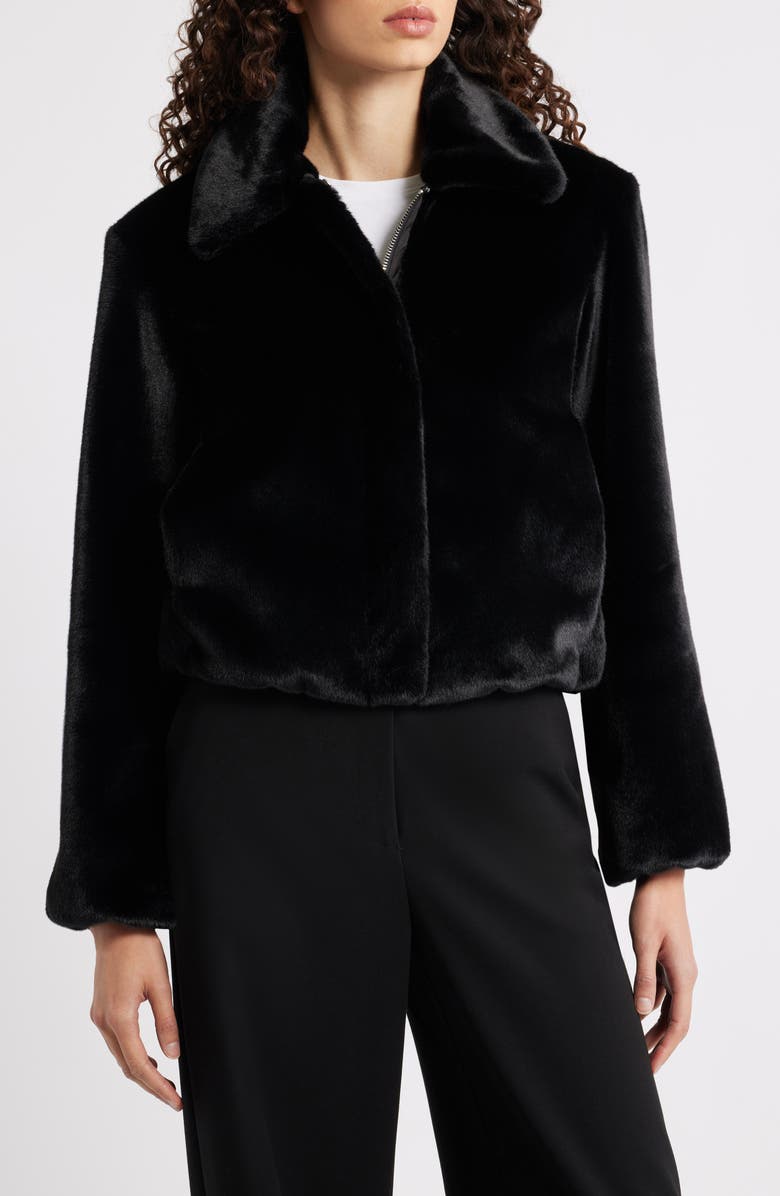 Theory Faux Fur Coat, Main, color, Black