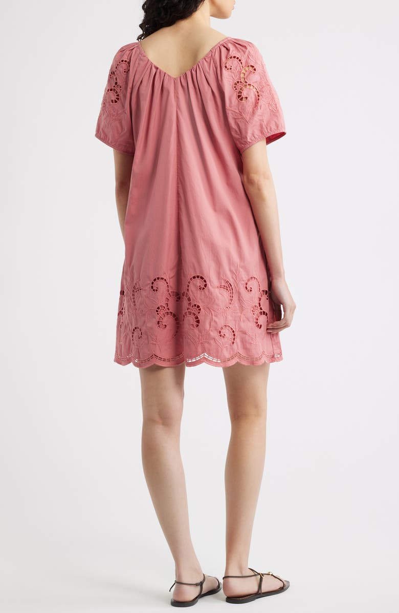 Nordstrom Schiffly Cutwork Embroidery Minidress, Alternate, color, Pink Clay
