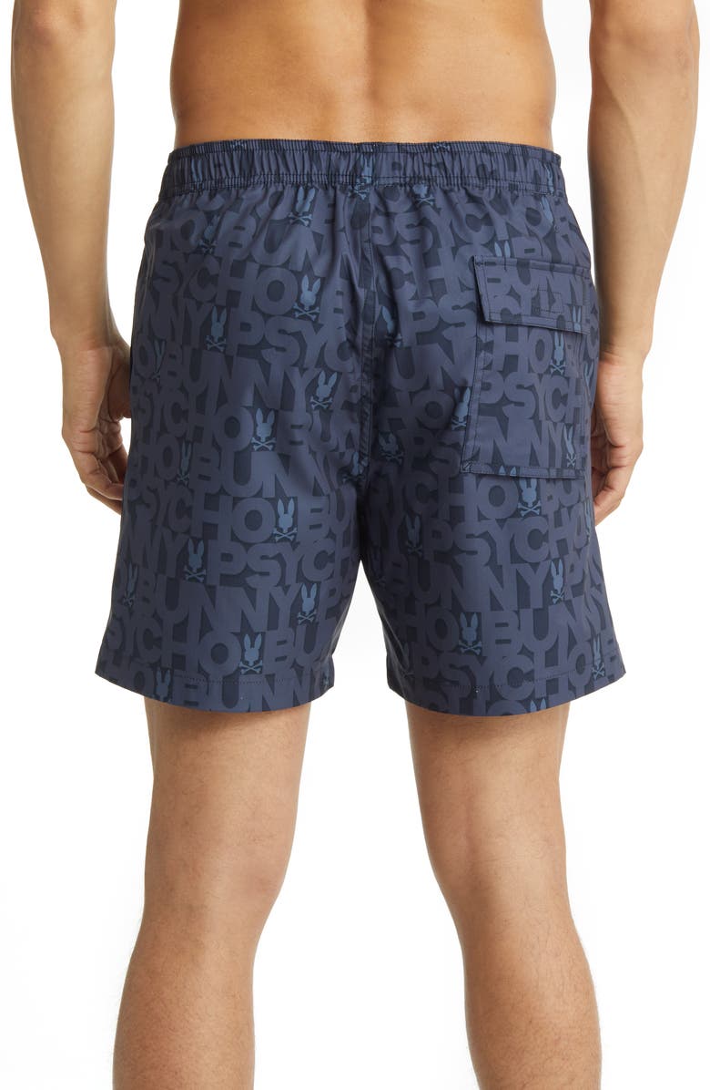 Psycho Bunny Damon Print Swim Trunks, Alternate, color, 
