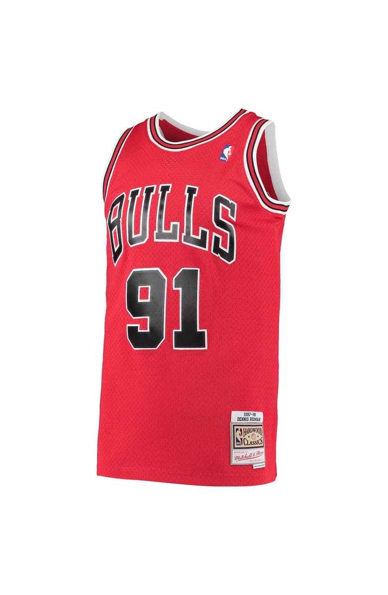Mitchell & Ness Men's Mitchell & Ness Dennis Rodman Red Chicago Bulls Hardwood Classics 1997-98 Swingman Jersey, Alternate, color, Red