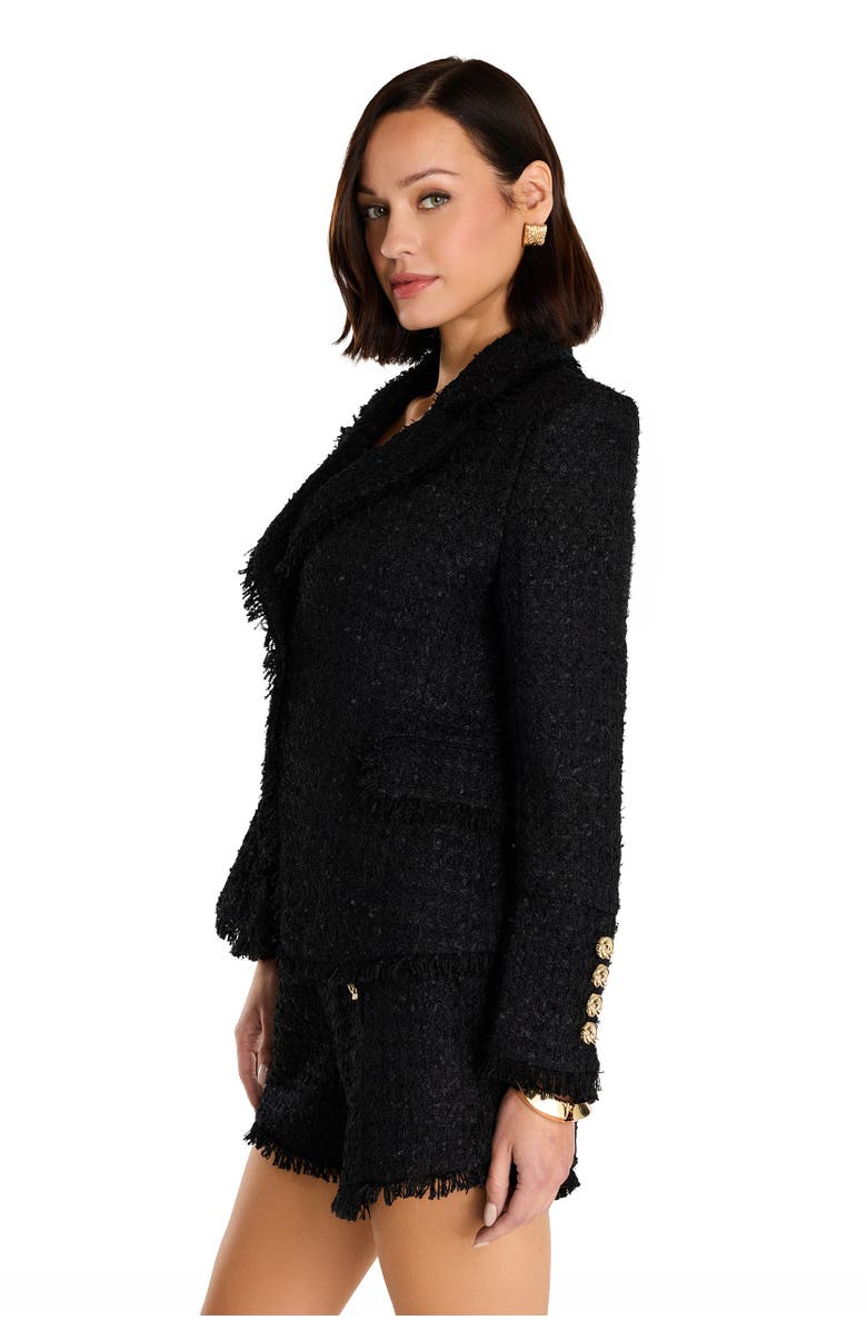 The Noli Shop Giselle Single-Breasted Tweed Blazer, Alternate, color, Black