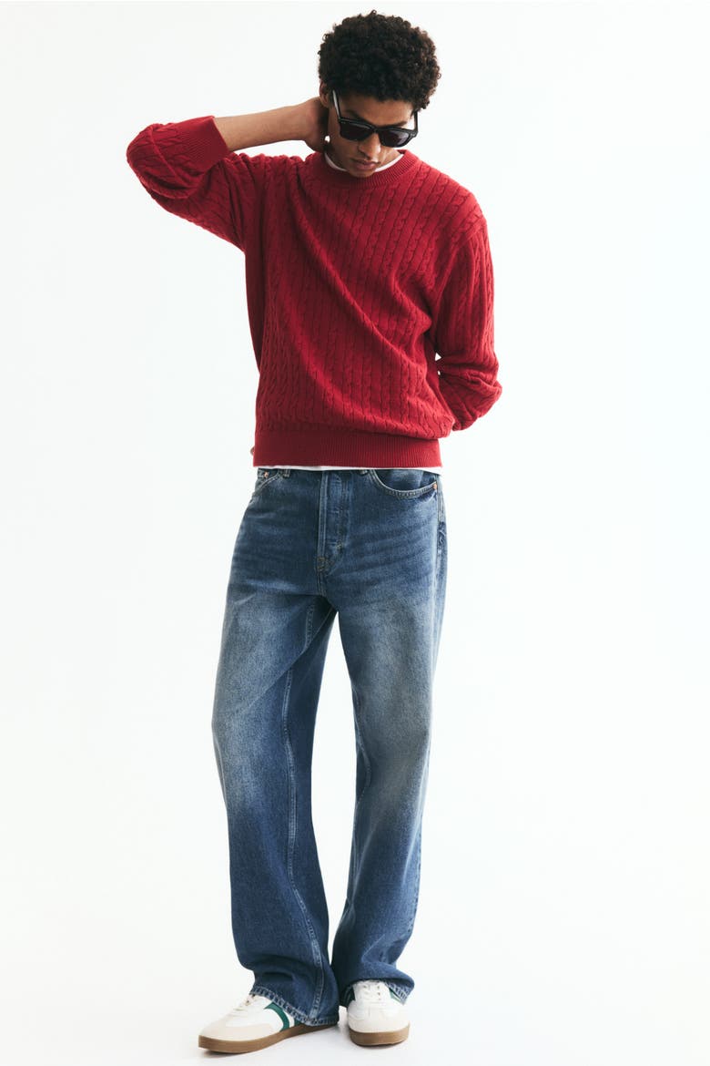 Regular Fit Cable-knit Jumper, Alternate, color, Red