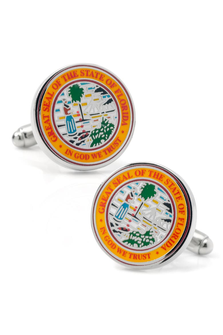Florida Seal Cuff Links, Main, color, ORANGE