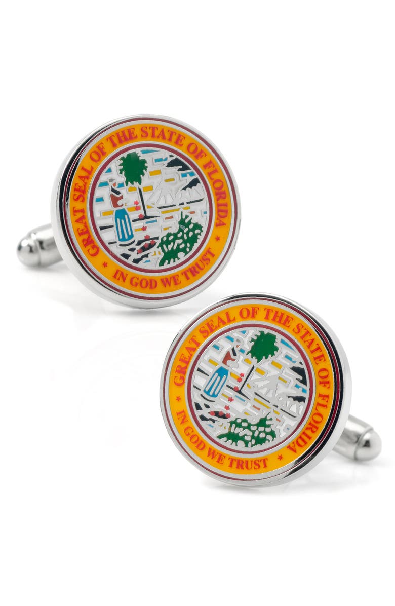 Cufflinks, Inc. Florida Seal Cuff Links, Main, color, Orange