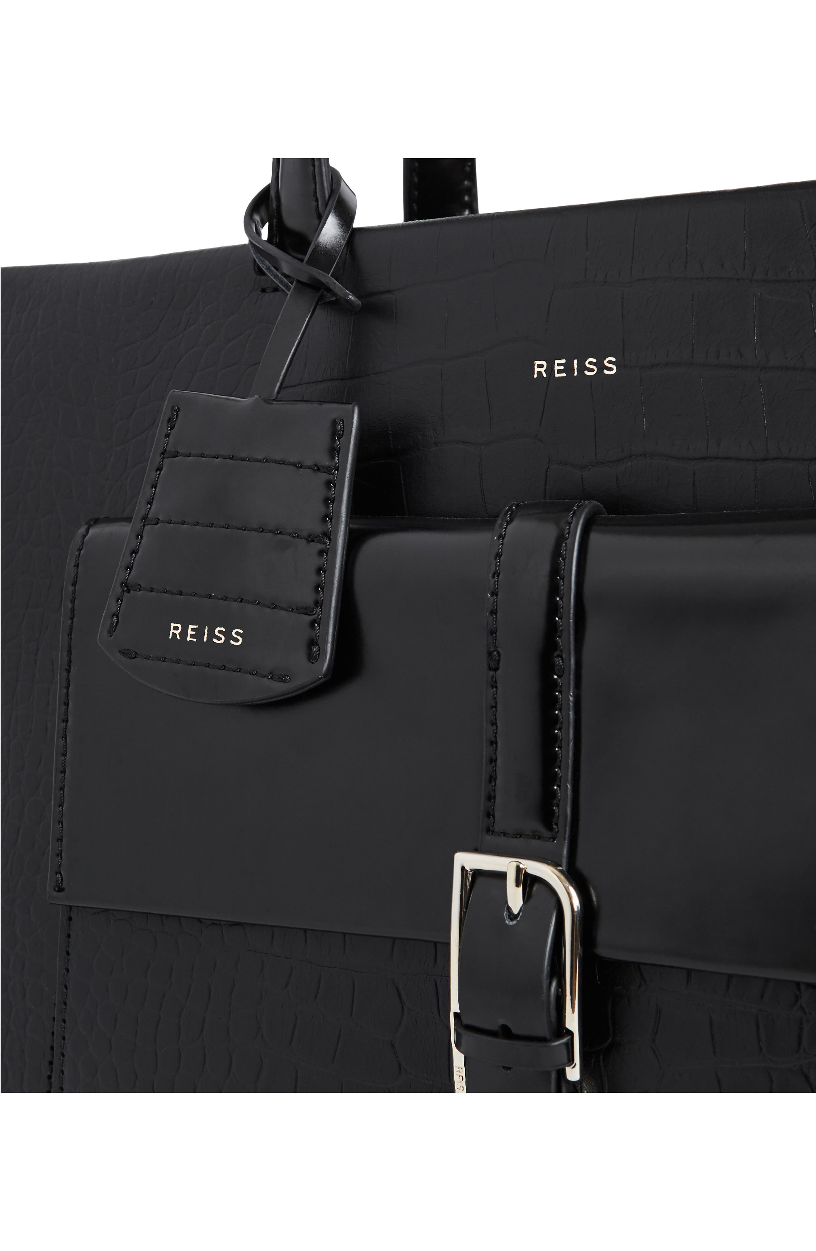Reiss Large Picton Croc Embossed Leather Satchel, Alternate, color, 