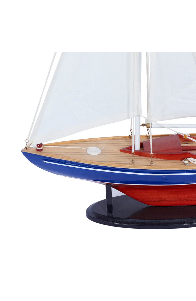 WILLOW ROW Dark Brown Wood Sailboat Sculpture with Lifelike Rigging, Alternate, color, 