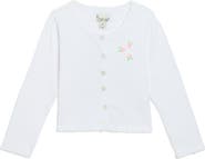 Pippa & Julie Kids' Floral Appliqué Cotton Cardigan
