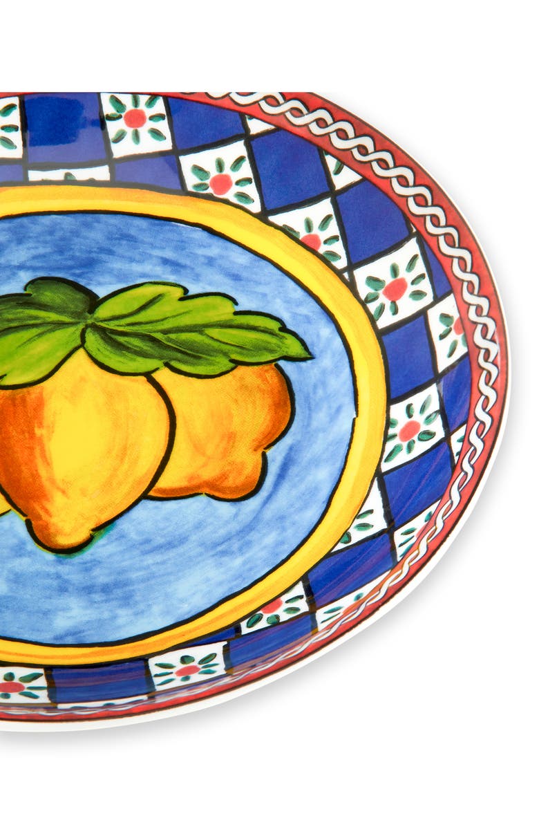 Dolce&Gabbana Set of 2 Carretto Lemon Porcelain Soup Bowls, Alternate, color, Blue