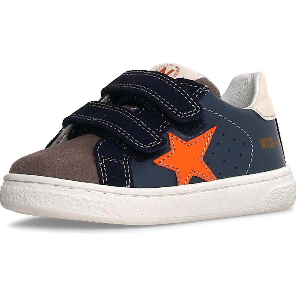 Naturino Kids' Pinn Sneaker in Dark Grey-Navy