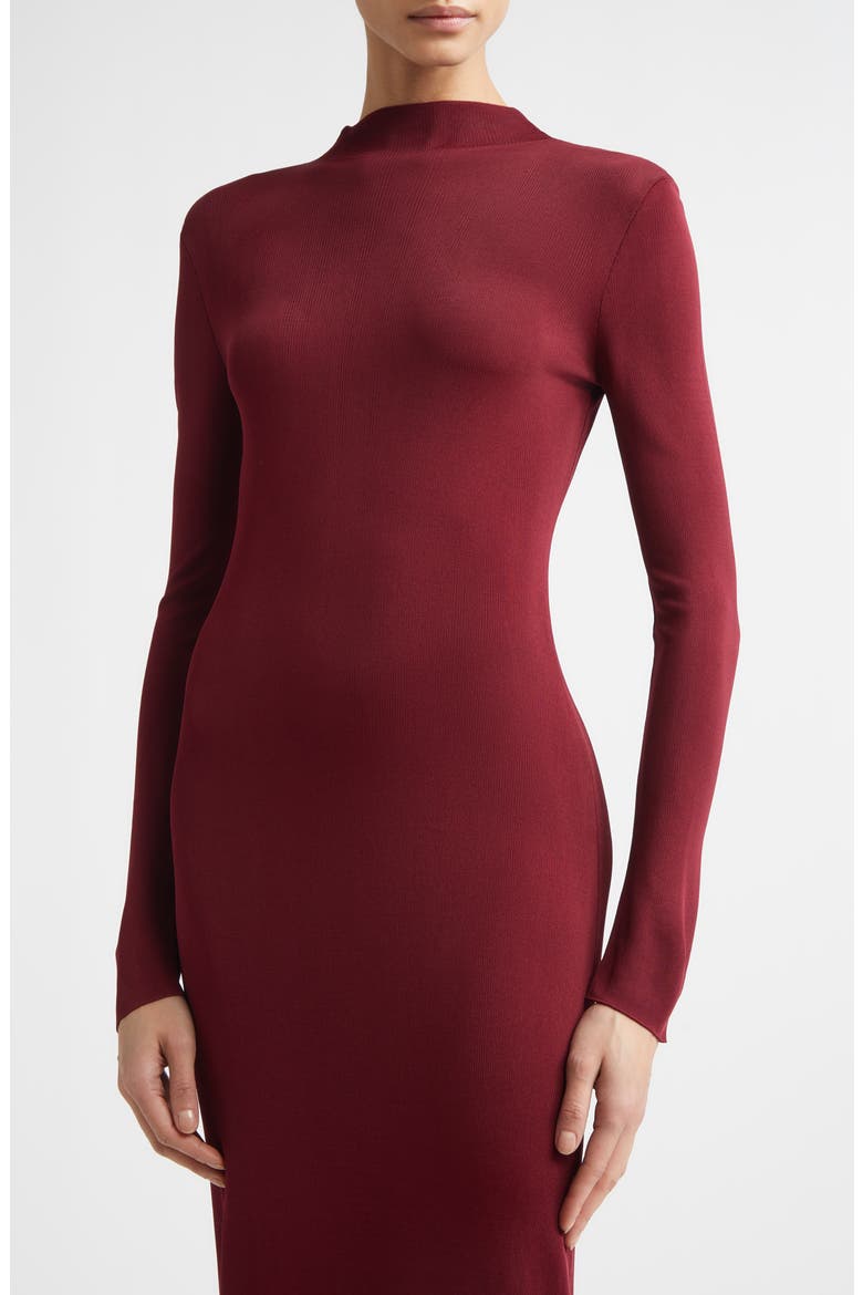 Kaplan Long Sleeve Knit Funnel Neck Dress, Alternate, color, MAROON