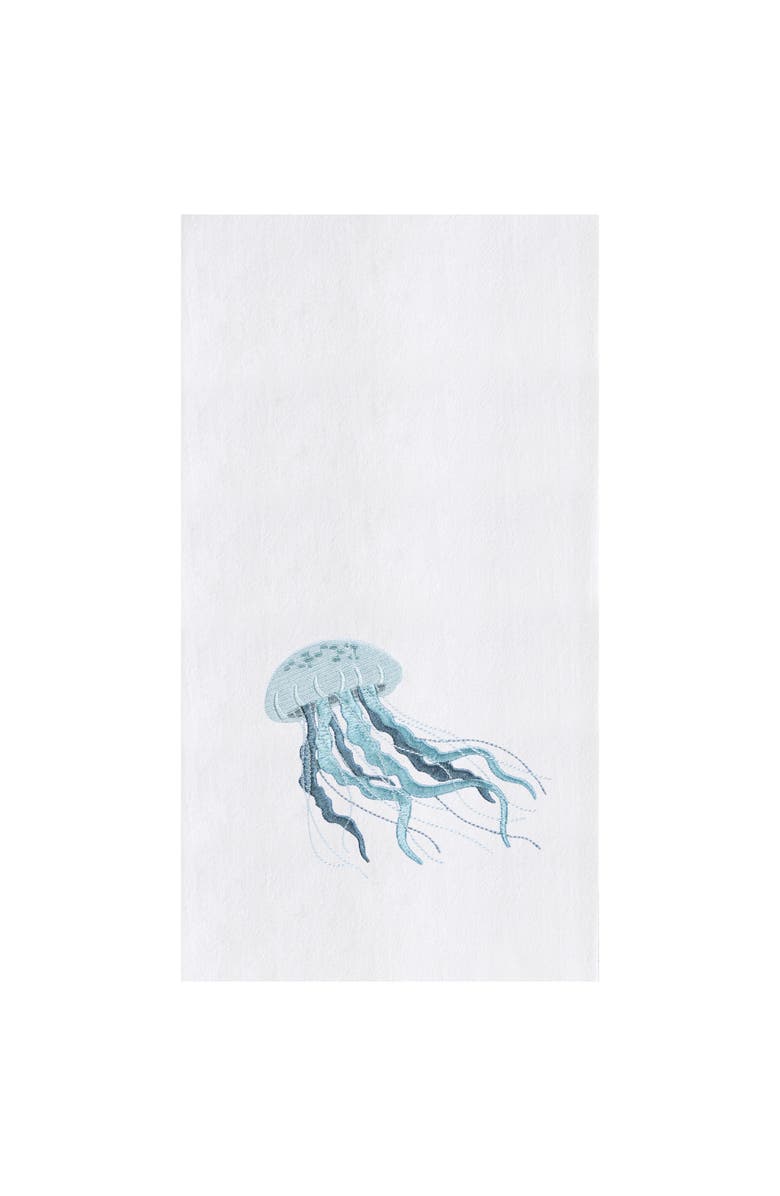 C&F Home Sea Glass Jellyfish Kitchen and Bathroom Embroidered Hand Towel, Main, color, Blue