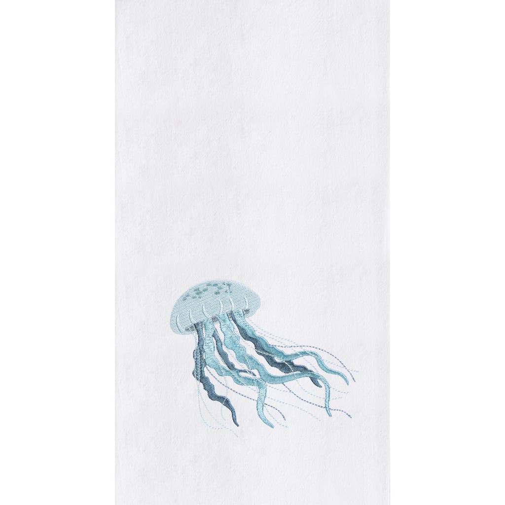 C & F Home C&f Home Sea Glass Jellyfish Kitchen And Bathroom Embroidered Hand Towel In Blue