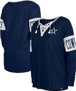 New Era Women's New Era Navy Dallas Cowboys Lace-Up Notch Neck Long Sleeve T-Shirt