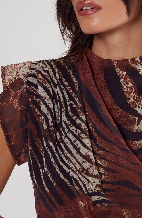 Nasty Gal Mixed Animal Print Crinkled Chiffon Minidress In Tan
