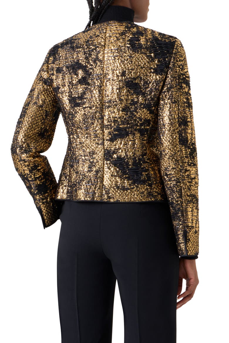 Fragmented Techno Lamé Jacquard Jacket, Alternate, color, GOLD-BLACK