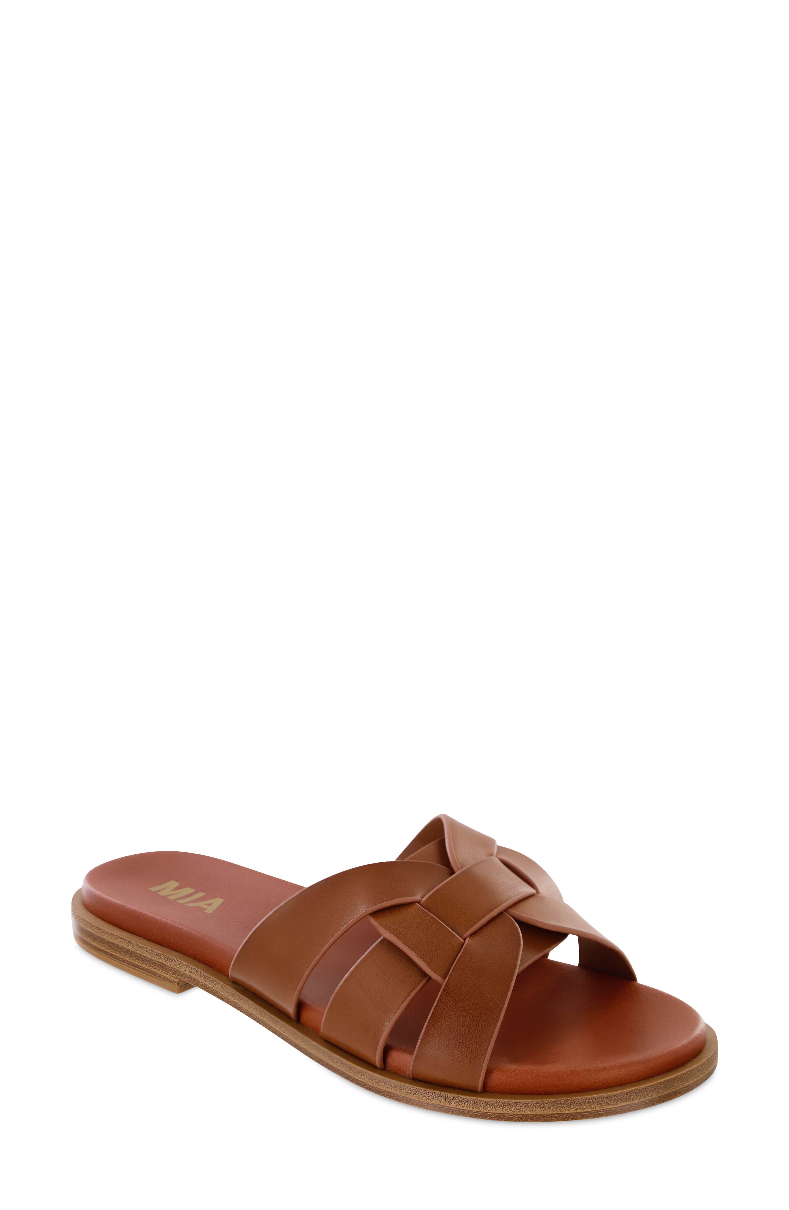 Poliana Slide Sandal, Main, color, COGNAC