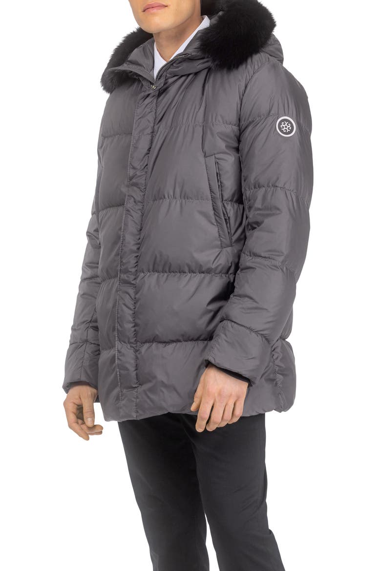 Men's Apres-Ski Parka, Detachable Toscana Lamb Hood Trim, Alternate, color, Anthracite/Black