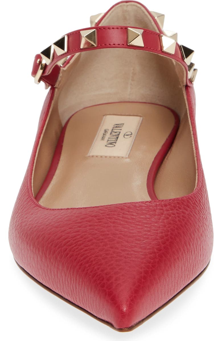 Valentino Garavani Rockstud Mary Jane Pointed Toe Flat, Alternate, color,