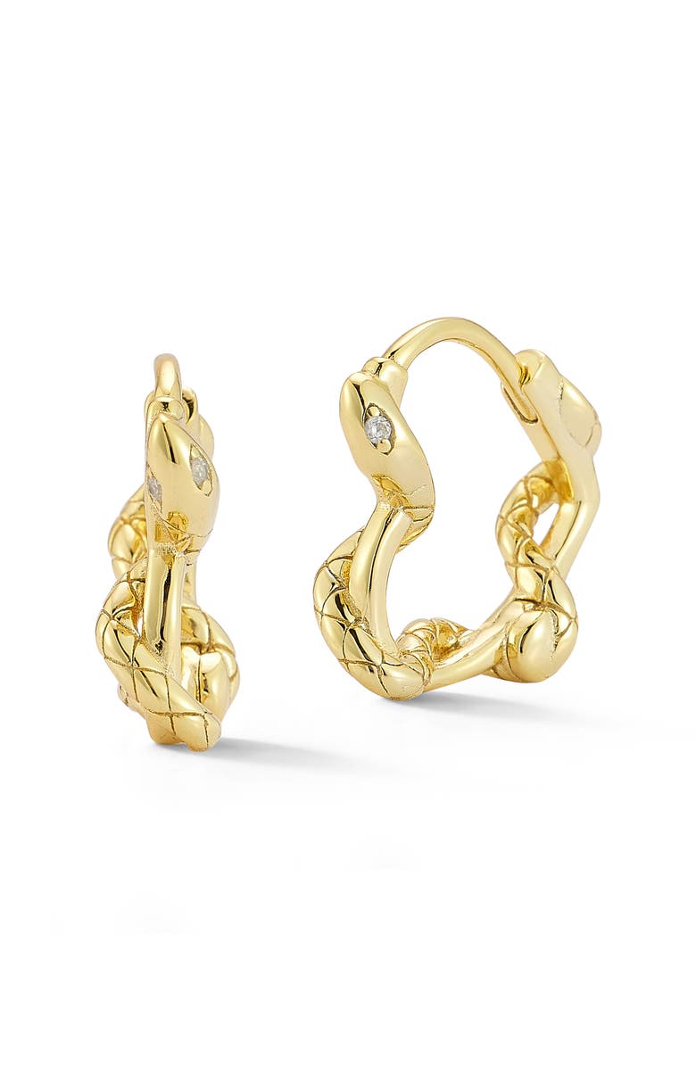 GLAZE JEWELRY Snake Huggie Hoop Earrings, Main, color, Gold