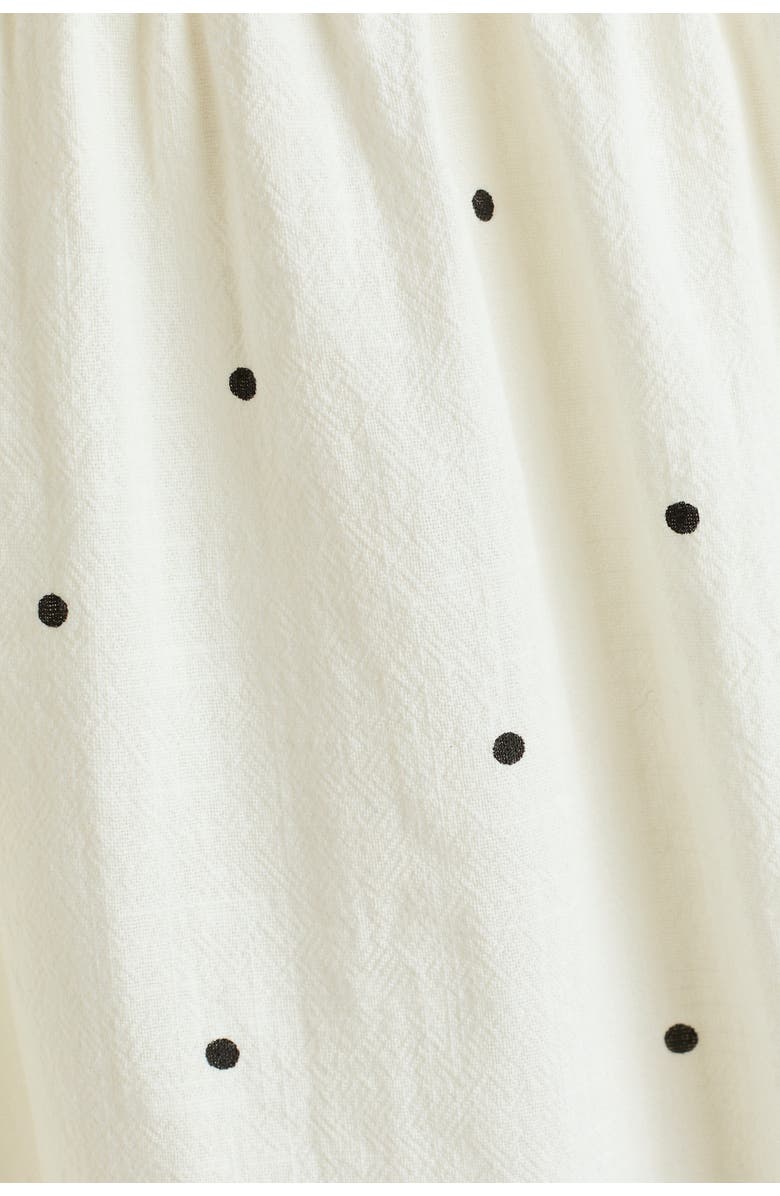 H&M Puff-sleeved Cotton Dress, Alternate, color, White/Dotted