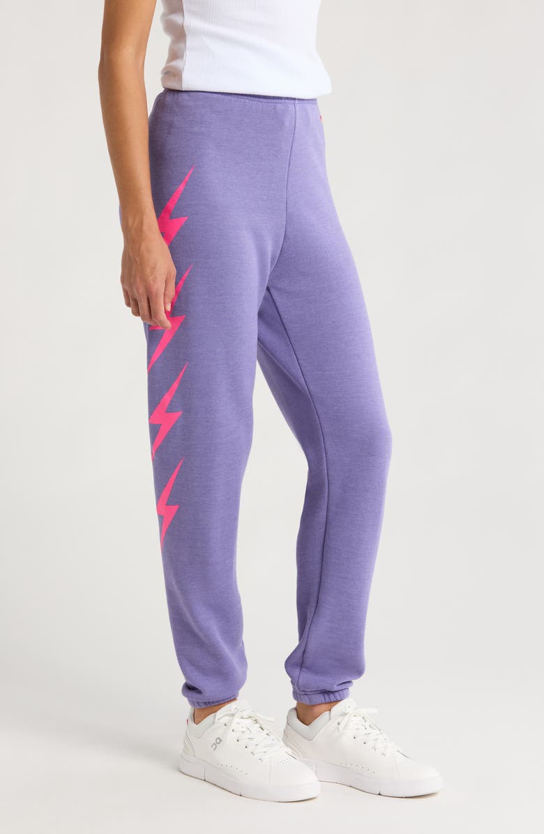 Aviator Nation Bolt 4 Sweatpants, Alternate, color, Lavender/ Neon Pink