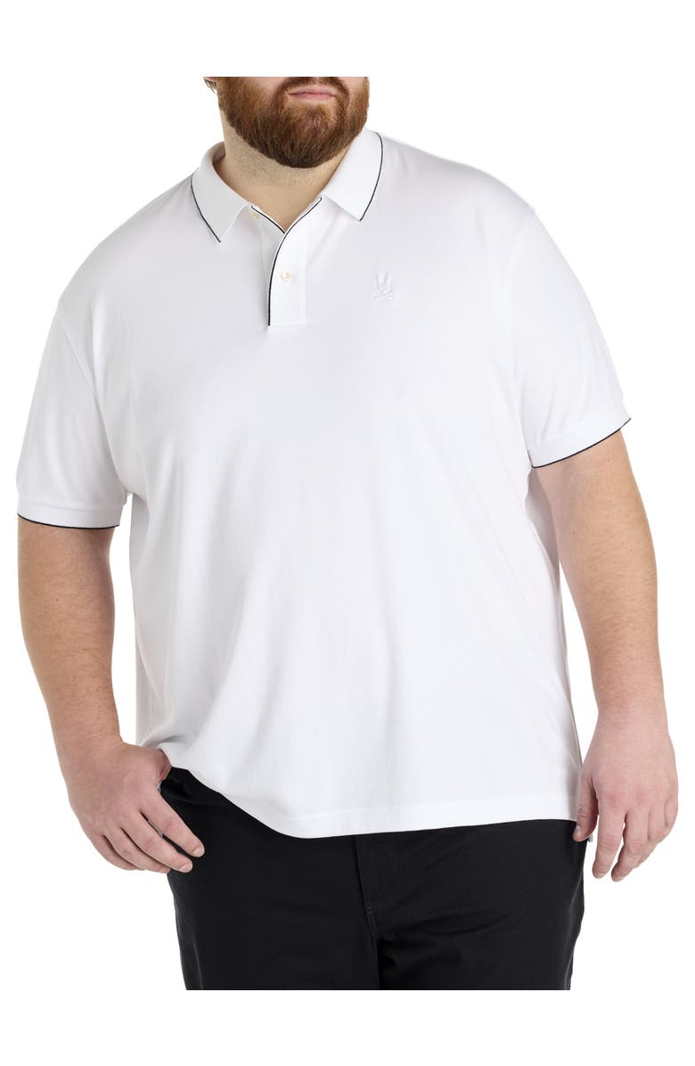 Psycho Bunny Big & Tall Bryce Piqué Polo Shirt, Main, color, White