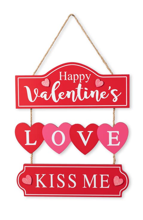 14"H Valentine's Wooden LOVE Word Sign Wall Decor