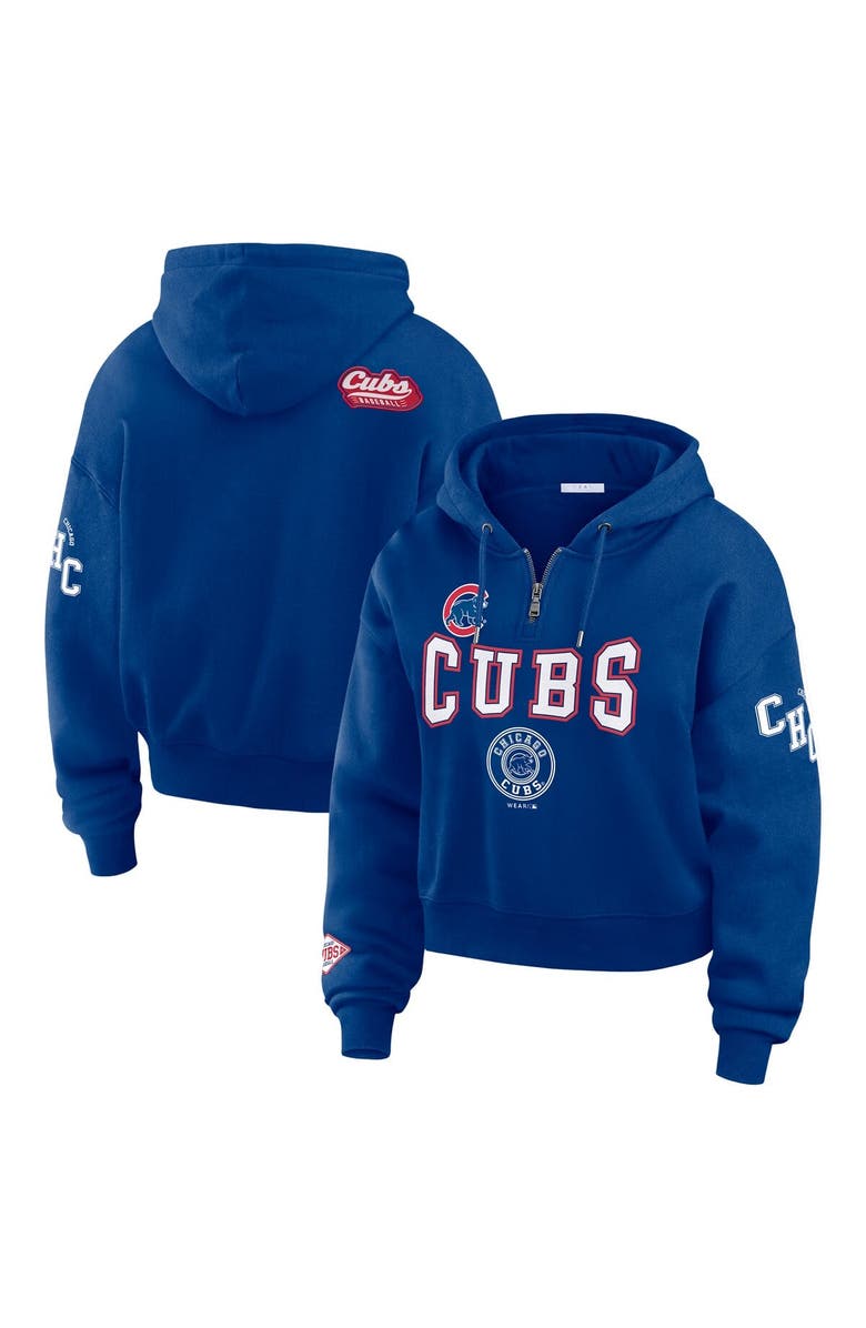 WEAR by Erin Andrews Women's WEAR by Erin Andrews Royal Chicago Cubs Patch Quarter-Zip Hoodie, Main, color,