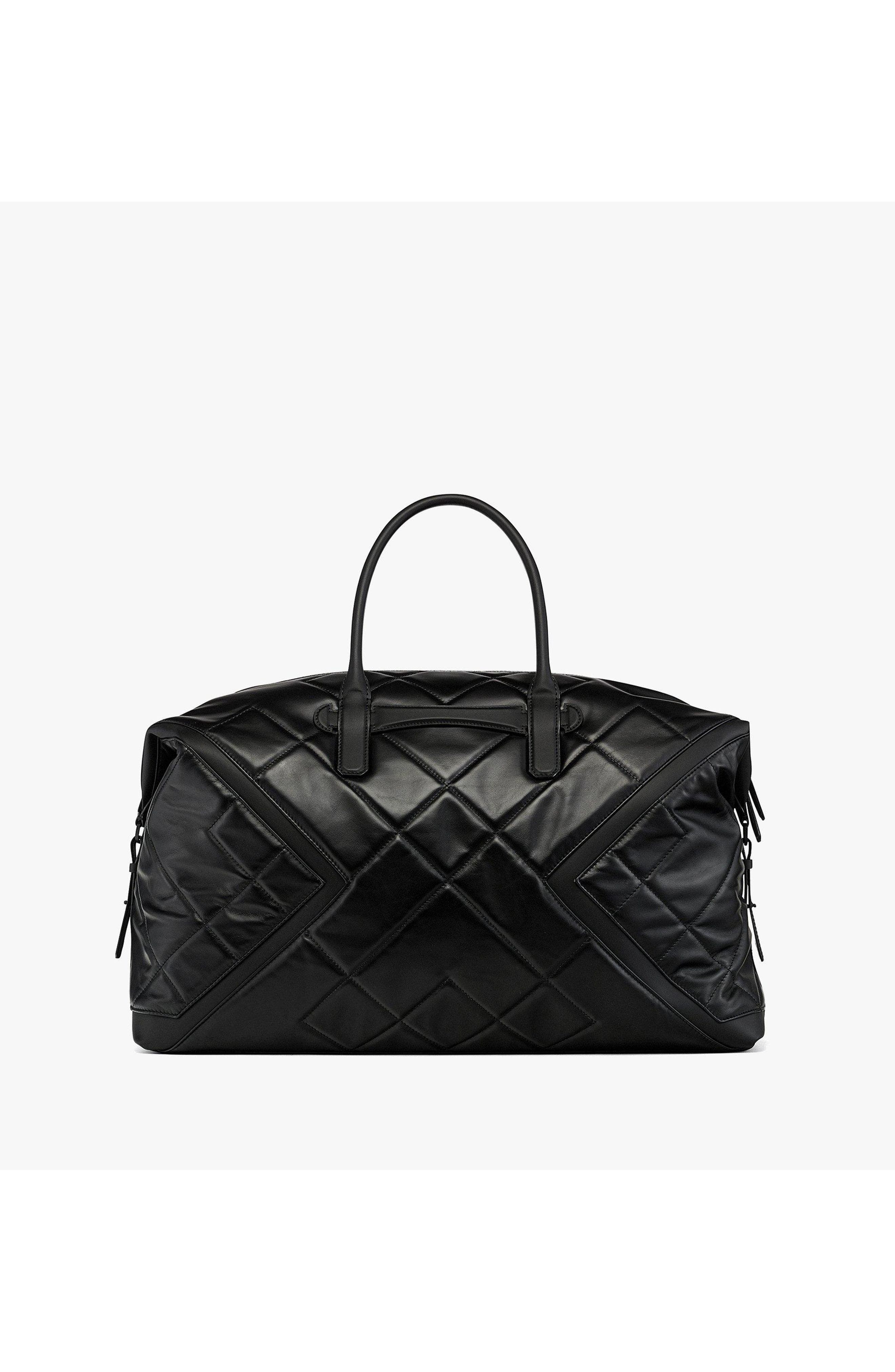 X-Large Ottomar Weekender in Diamond Quilted Leather, Alternate, color, Black