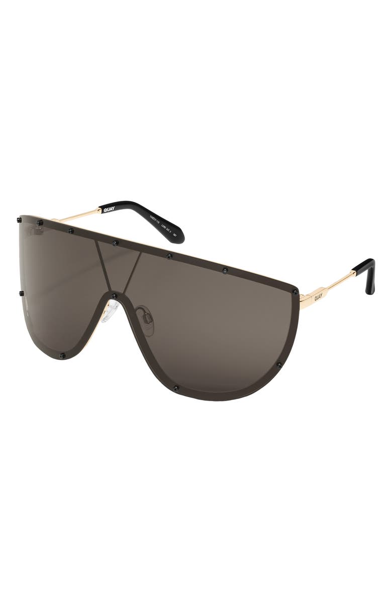 QUAY On Set 70mm Oversize Shield Sunglasses, Alternate, color, Gold / Black