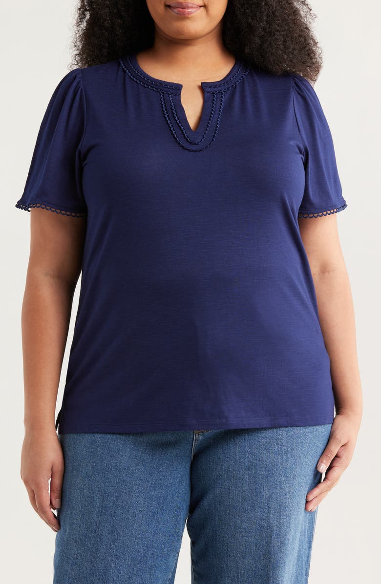 Jones New York Picot Detail Knit Top, Main, color, 