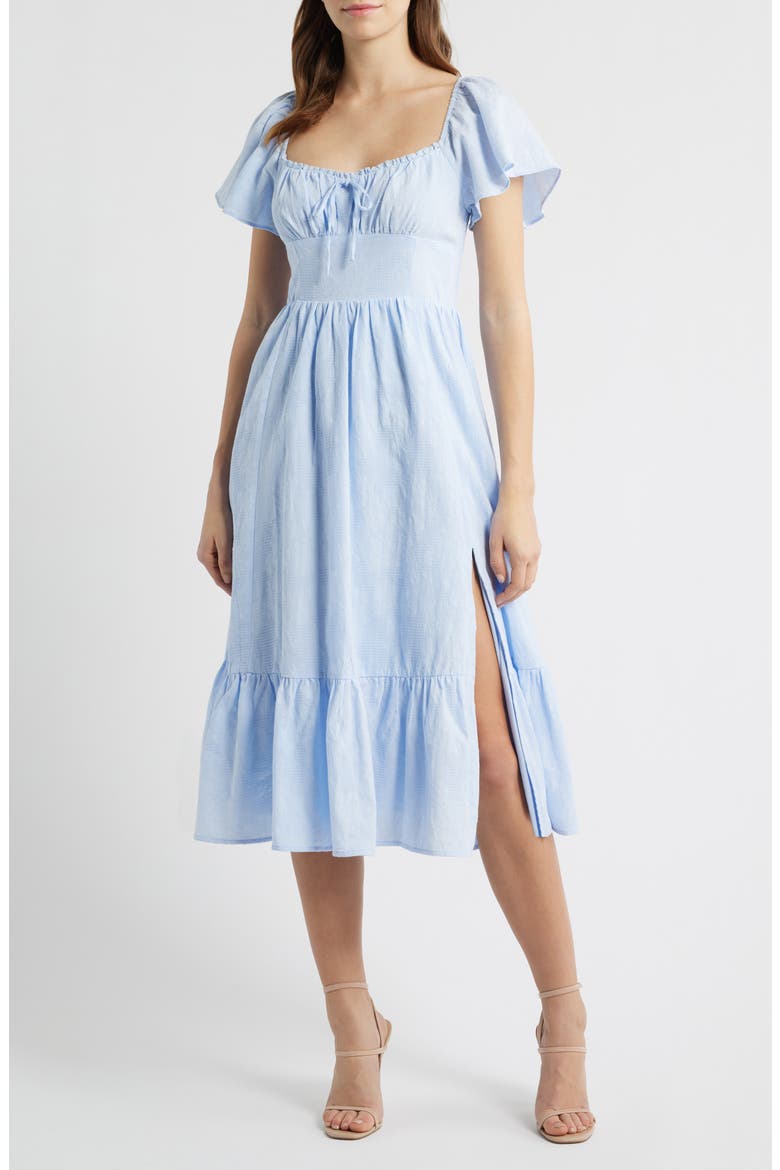 Floral Flutter Sleeve Sundress, Main, color, PERIWINKLE