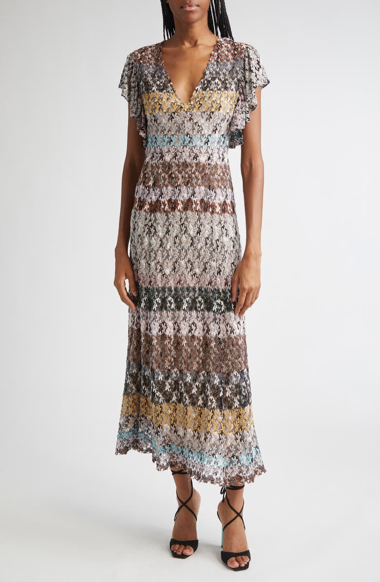 Missoni Knit Metallic Lace Maxi Dress, Alternate, color, Beige Multicolor Tones