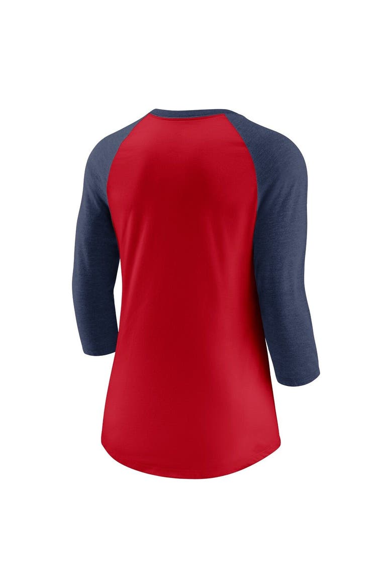 Women's Nike Red/Navy Washington Nationals Next Up Tri-Blend Raglan 3/4-Sleeve T-Shirt, Alternate, color, Red