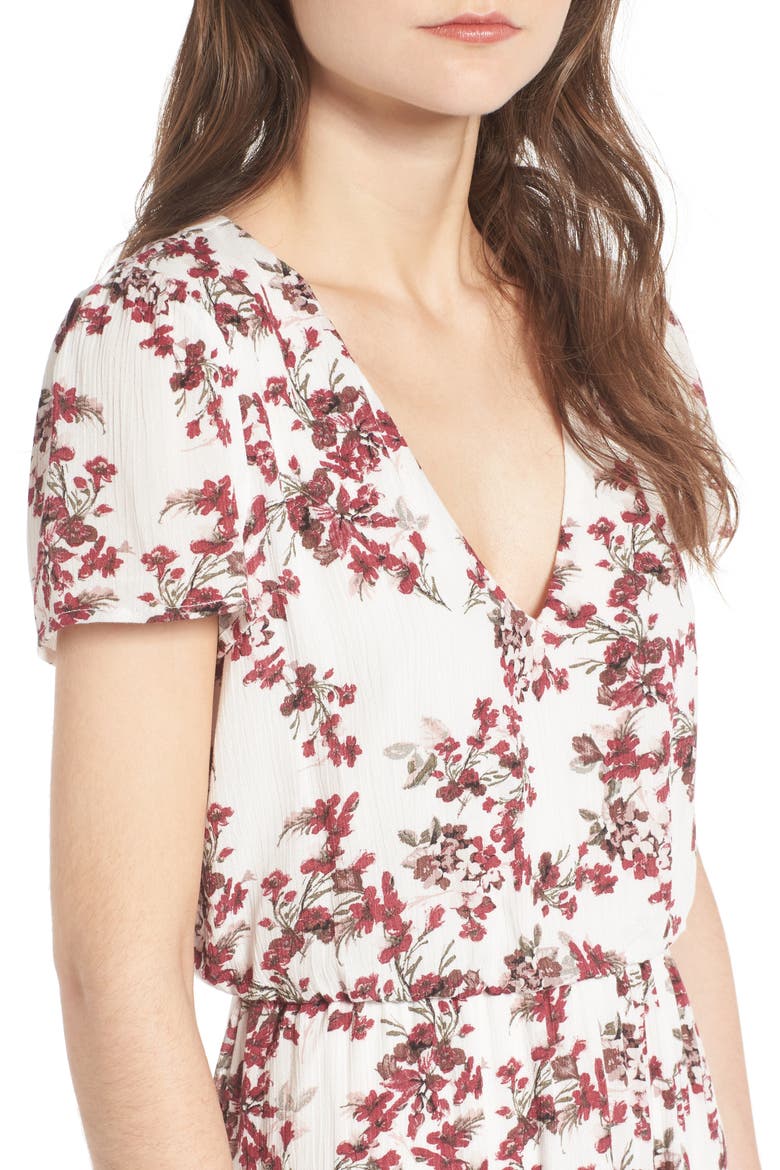 Blouson Midi Dress, Alternate, color, IVORY FLORAL