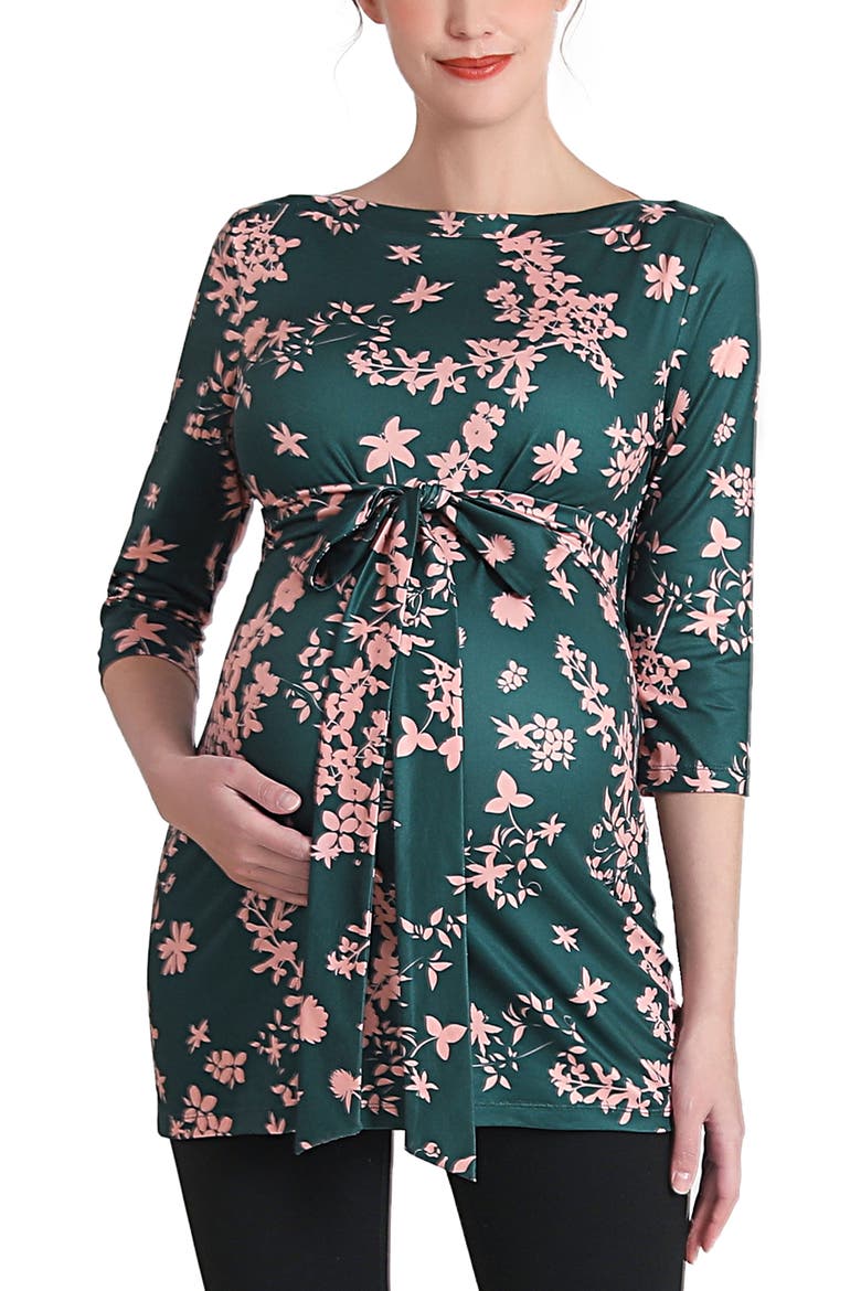Aaira Boat Neck Maternity Top, Main, color, Forest Green