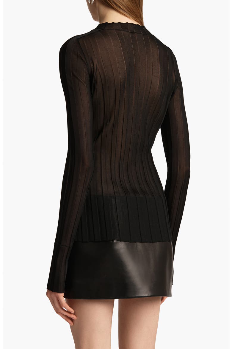 Cosette Sheer Rib Top, Alternate, color, BLACK