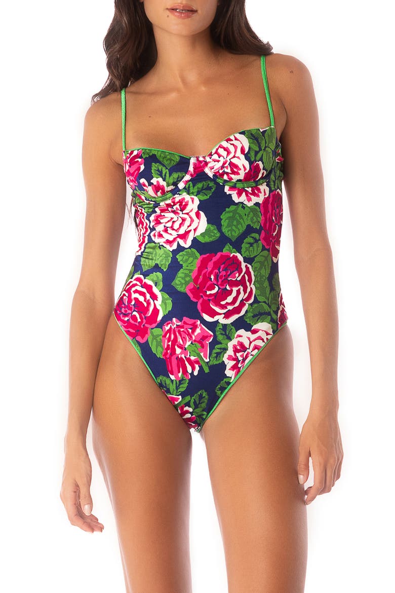 Parakeet Green Cuba Reversible Underwire One-Piece Swimsuit, Alternate, color, BRIGHT GREEN