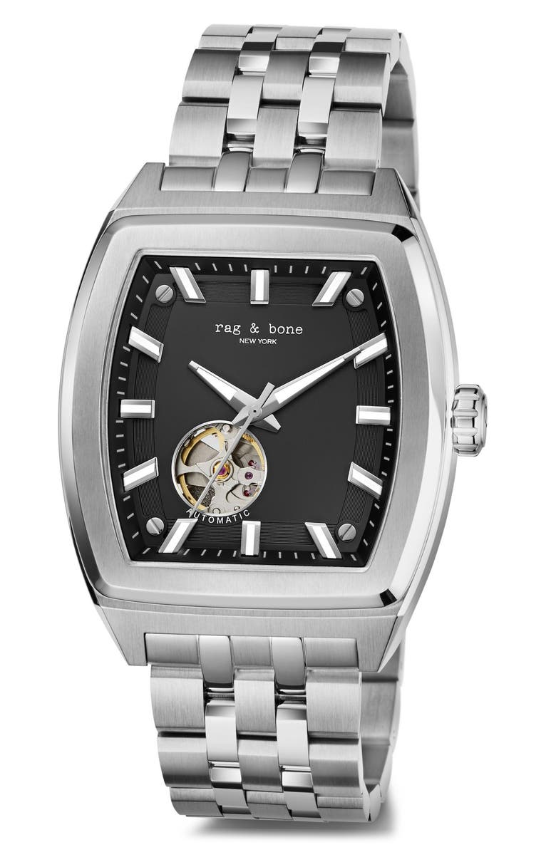 rag & bone Mercer Automatic Bracelet Watch, 41mm, Alternate, color,