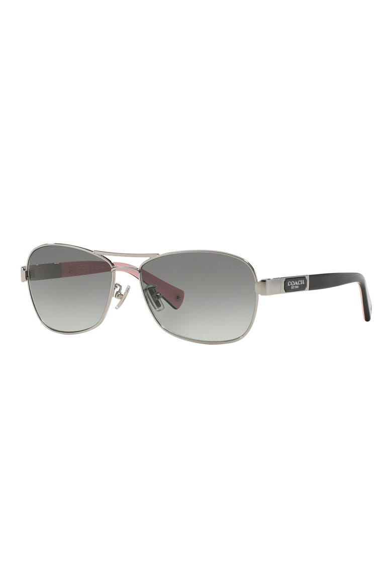 Caroline 56mm Gradient Aviator Sunglasses, Alternate, color, SILVER/ GREY GRADIENT